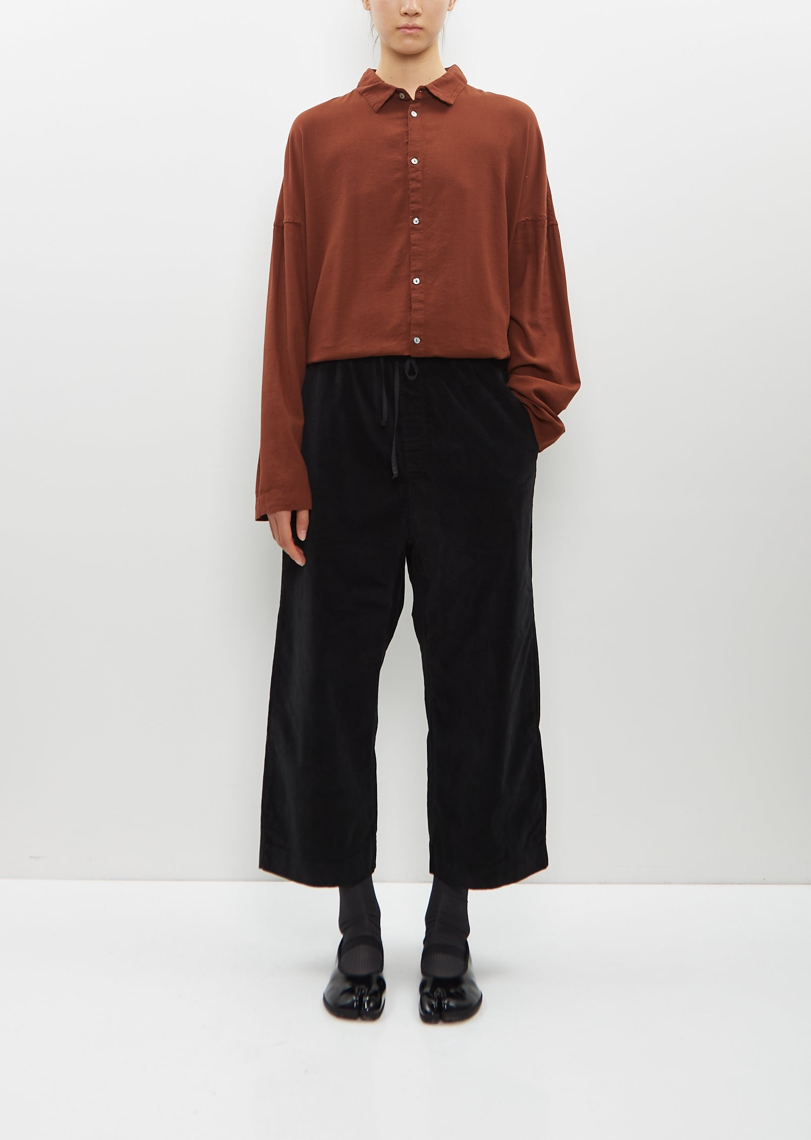 Velvet Wide & Short Trouser — Black – La Garçonne