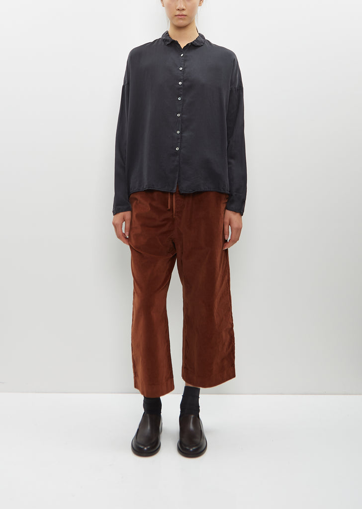 Silk Cotton Short Collar Shirt — Slate