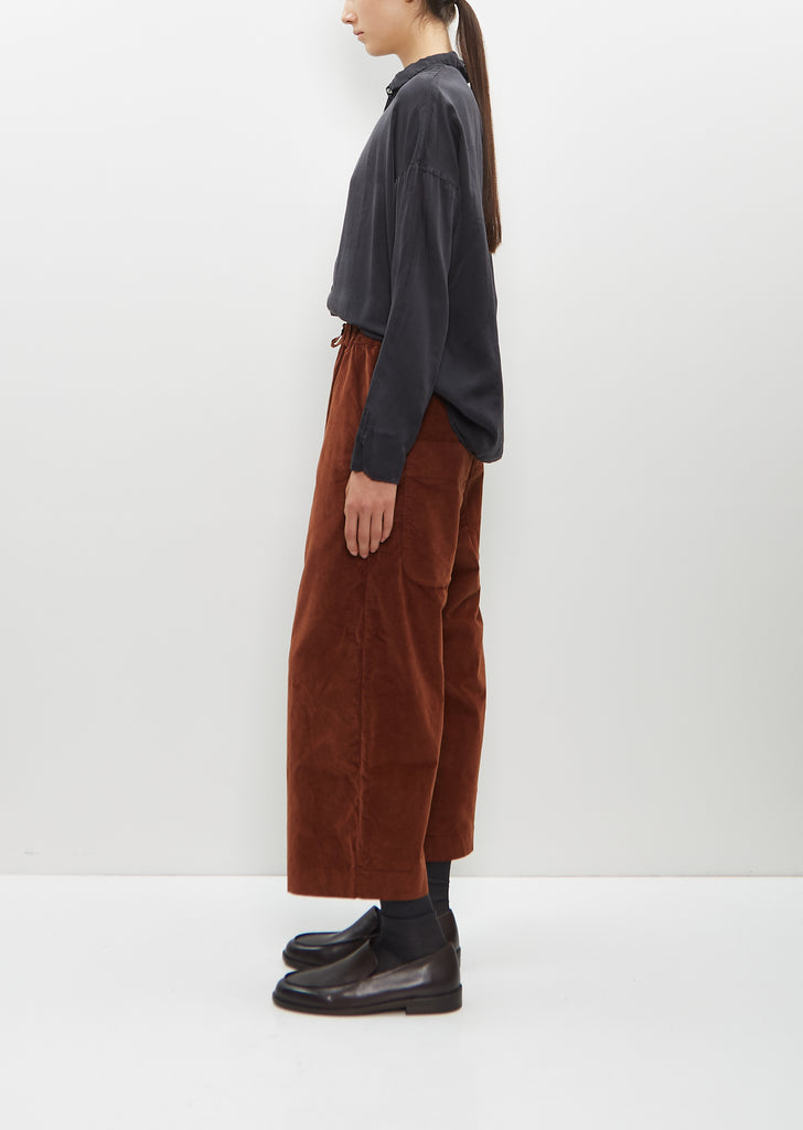 Velvet Wide & Short Trouser — Rust