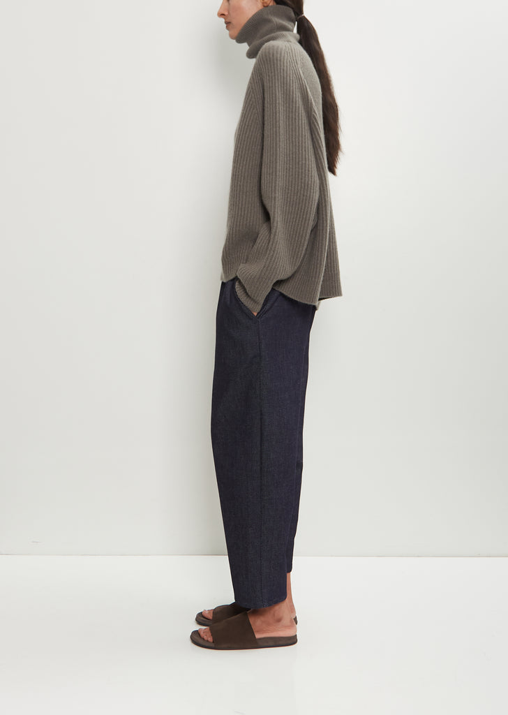 Cashmere Ribbed Raglan T-Neck Sweater