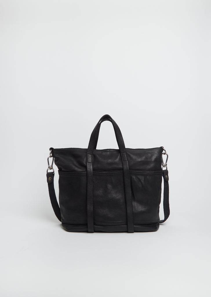 Leather Tote Bag, Small — Black