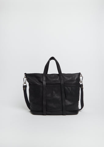 Leather Tote Bag, Small — Black