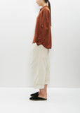 Silk Cotton Short Collar Shirt — Rust