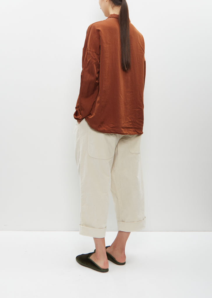 Silk Cotton Short Collar Shirt — Rust