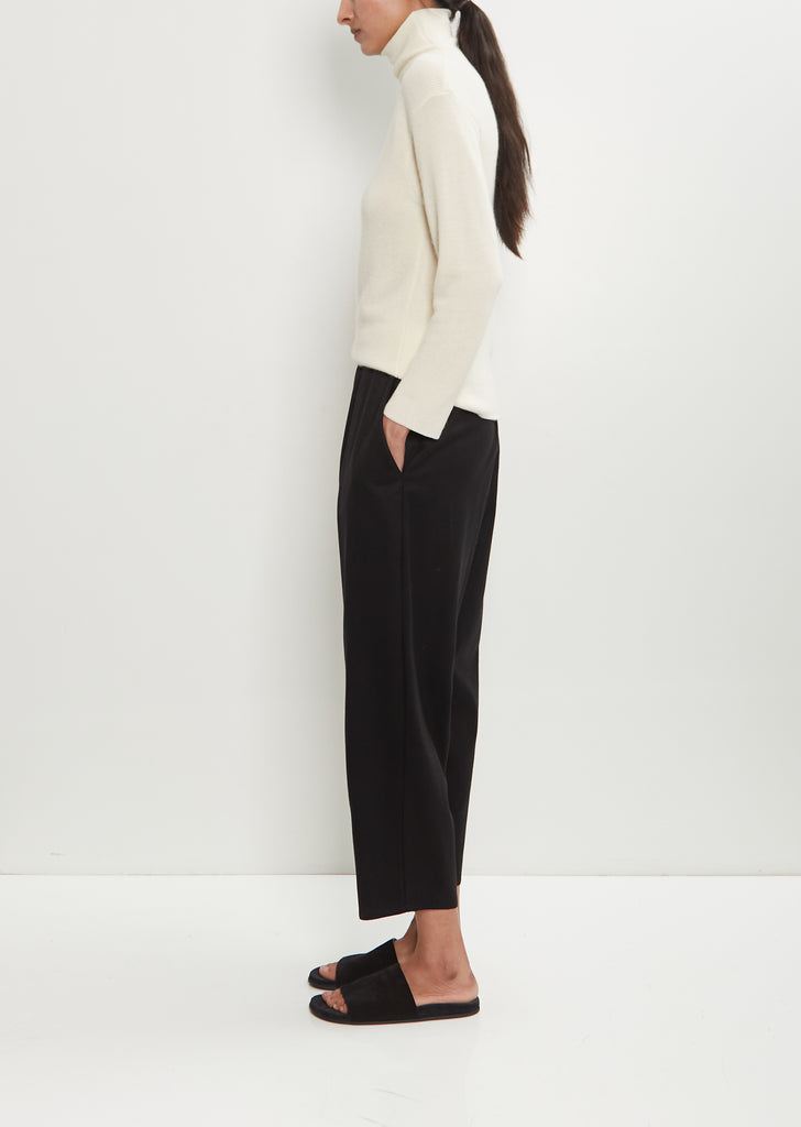 Wool Flannel Carrot Pants — Black
