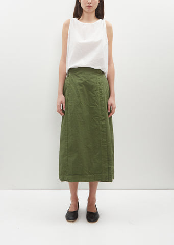 Wrap Cotton Canvas Skirt — Green