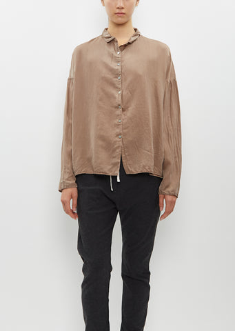 Silk Cotton Short Collar Shirt — Nut