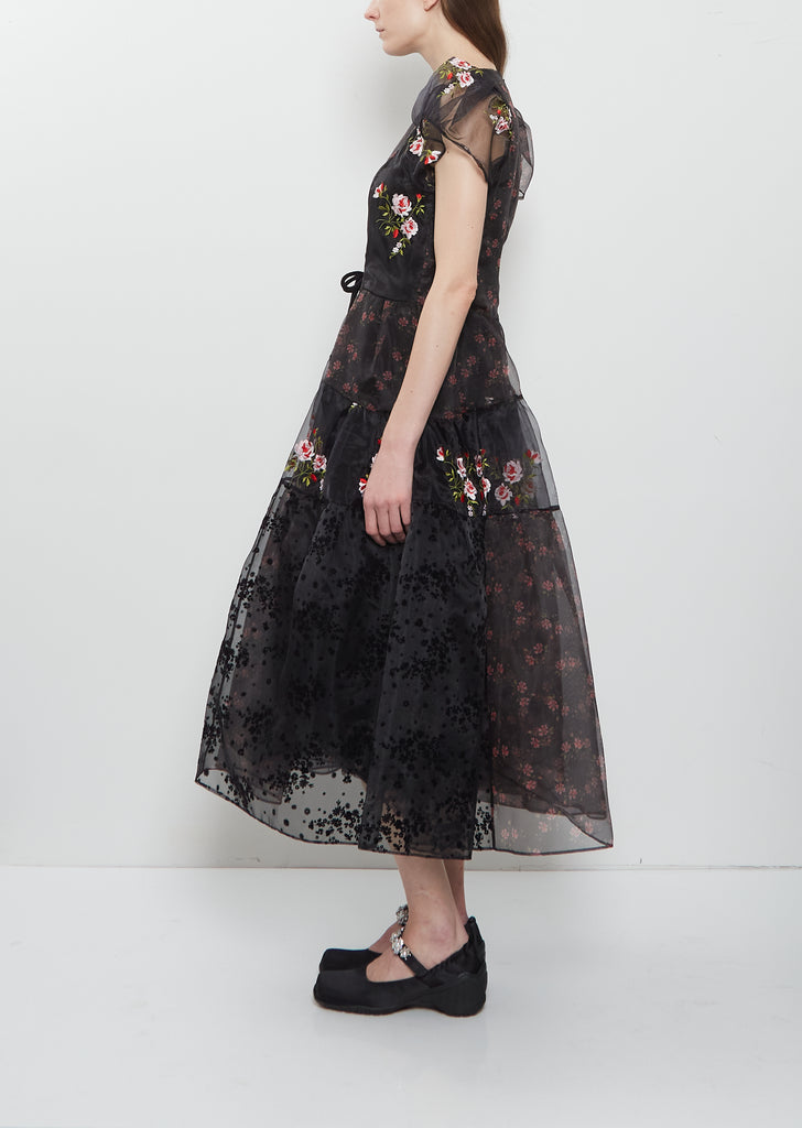 Sheer Patchwork Flounce Dress