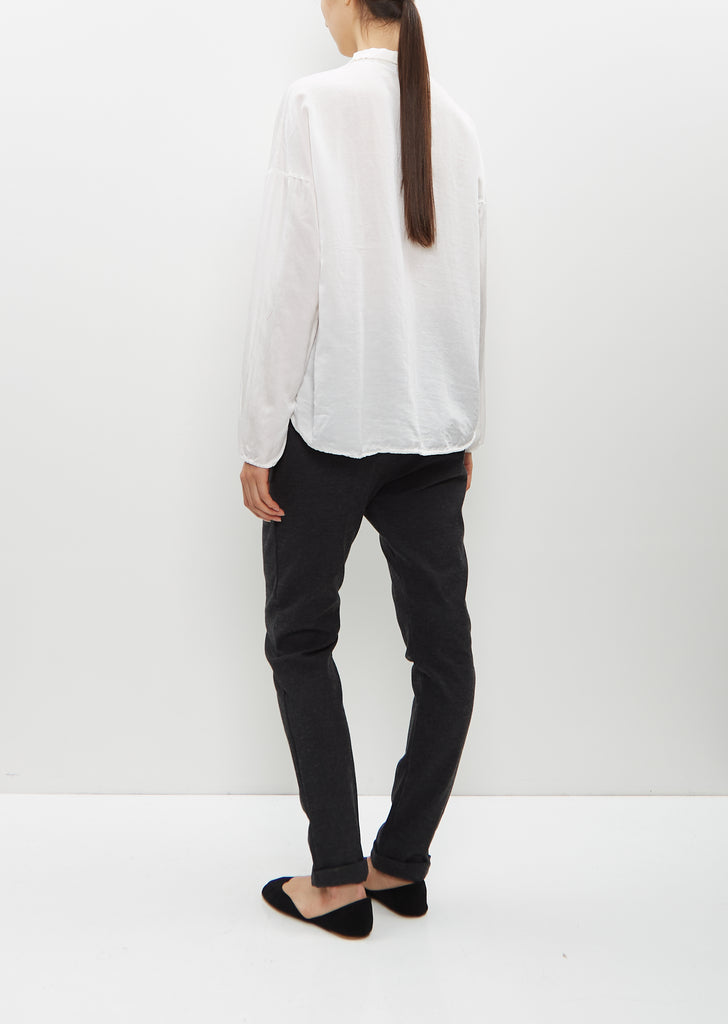 Silk Cotton Short Collar Shirt — Milk