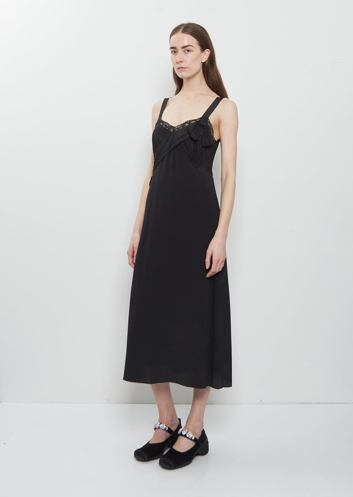 Silk Blend Bow Sash Slip Dress