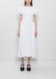 Rose Puff Sleeve Cotton Dress — White