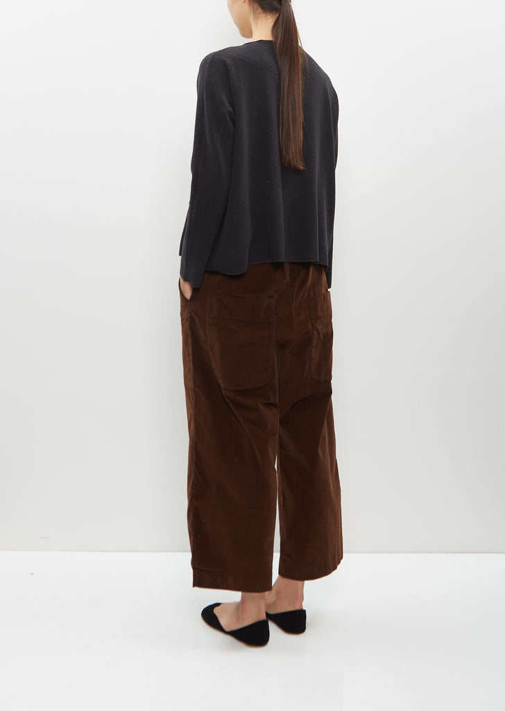 Velvet Wide & Short Trouser — Coffee