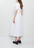 Rose Puff Sleeve Cotton Dress — White