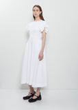 Rose Puff Sleeve Cotton Dress — White