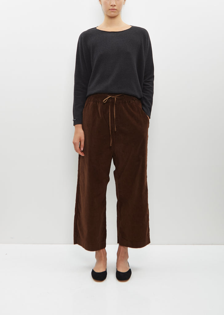 Velvet Wide & Short Trouser — Coffee