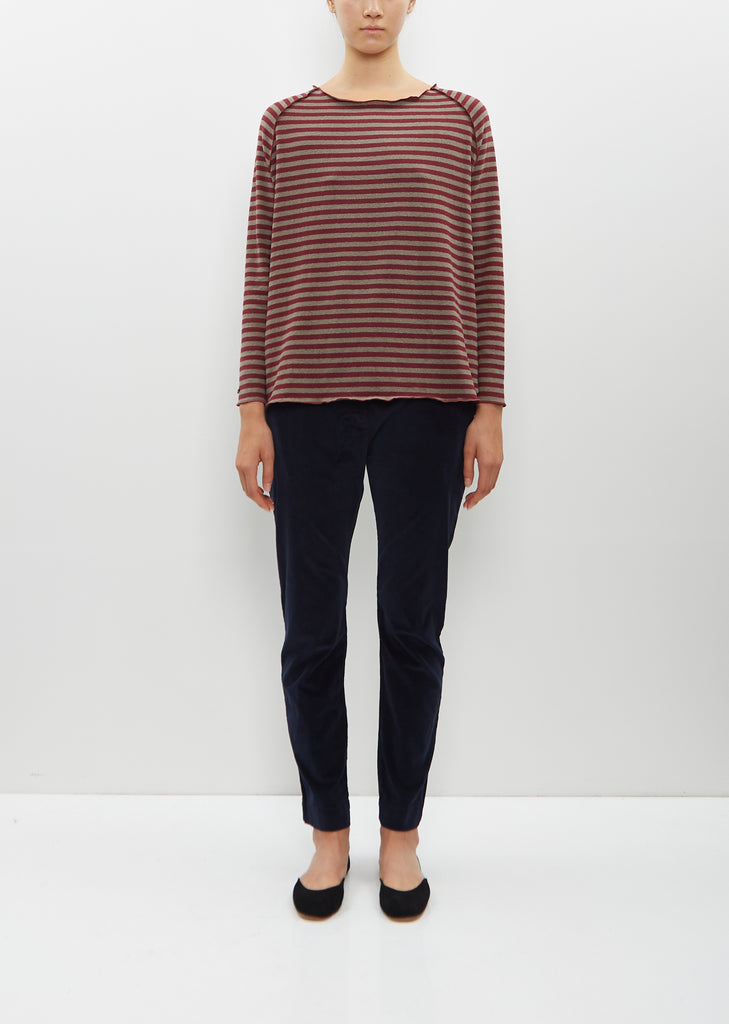 Raglan Riga Stripe Sweater — Red