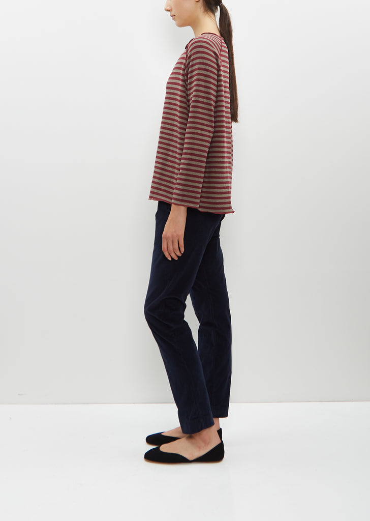 Raglan Riga Stripe Sweater — Red