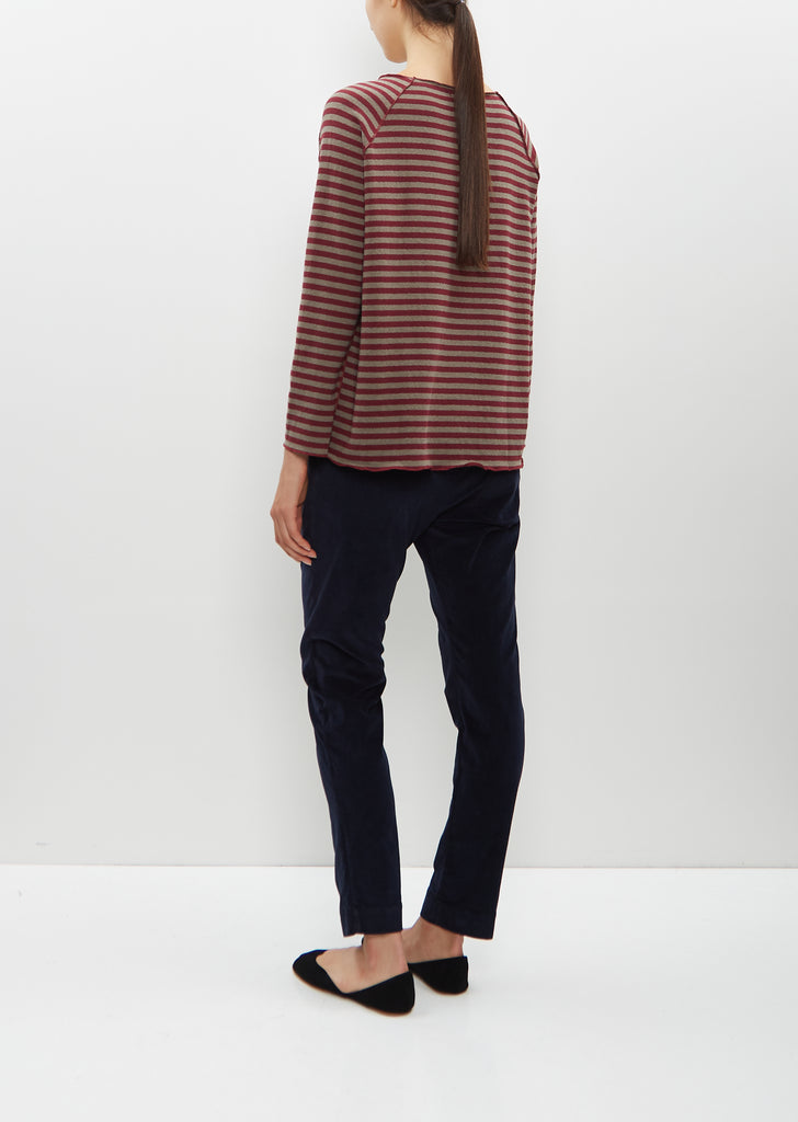 Raglan Riga Stripe Sweater — Red