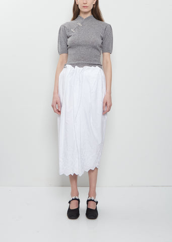 Pleated Waist Cotton Pencil Skirt