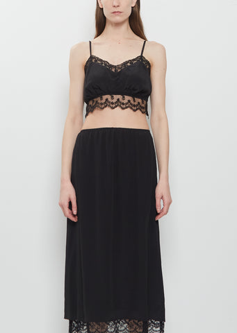 Lace Trim Negligee Bralette — Black