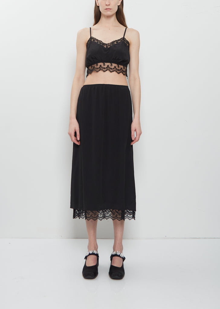 Lace Trim Negligee Skirt - Black