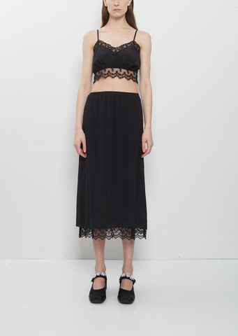 Lace Trim Negligee Skirt - Black