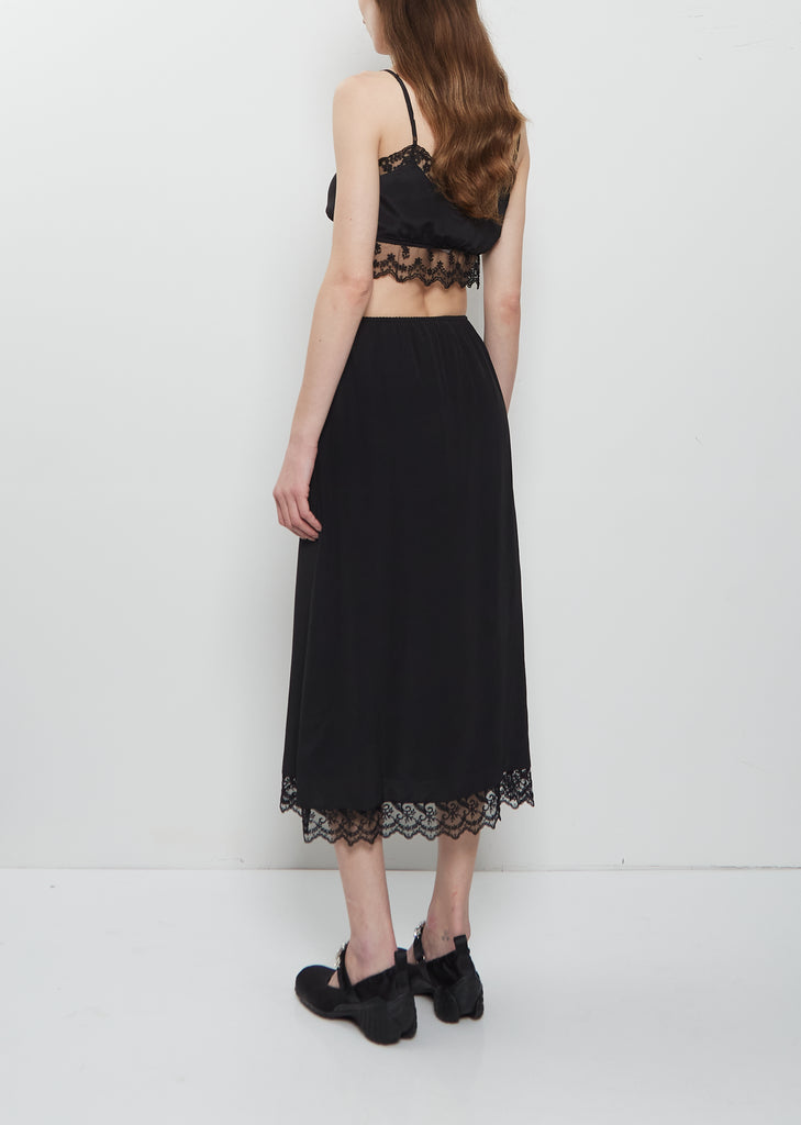 Lace Trim Negligee Bralette — Black