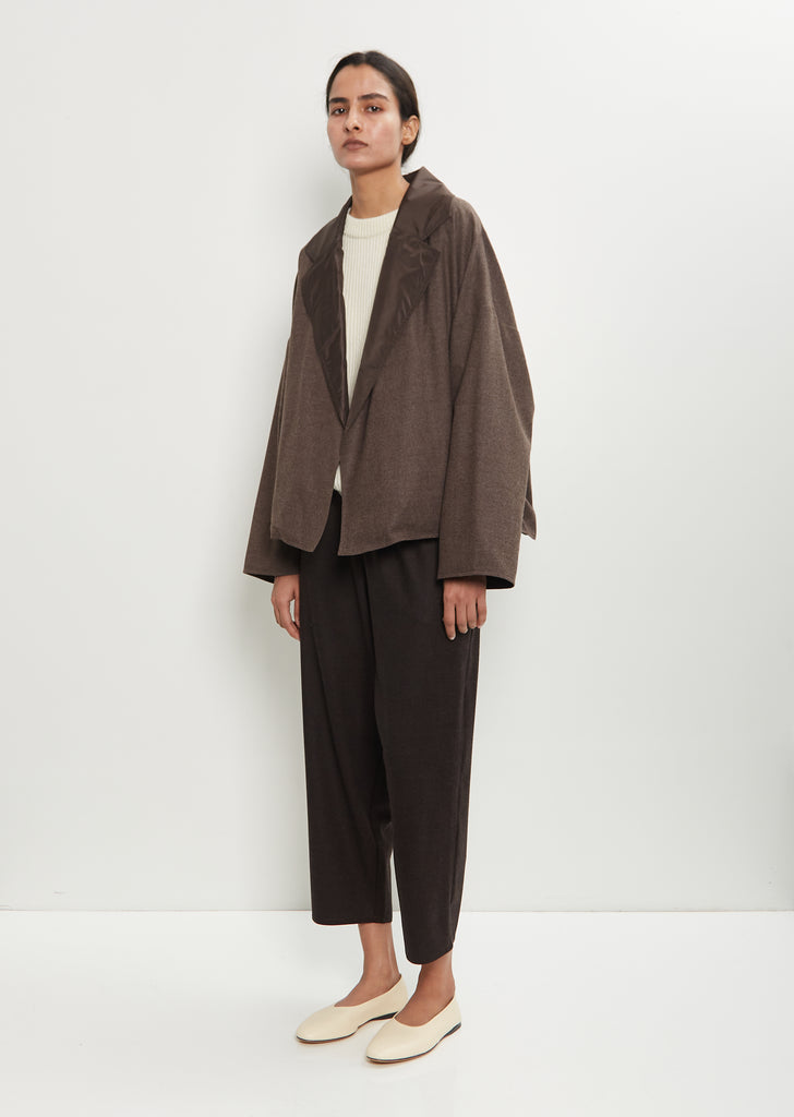 Wool Flanella Reversible Silk Jacket — Dark Taupe