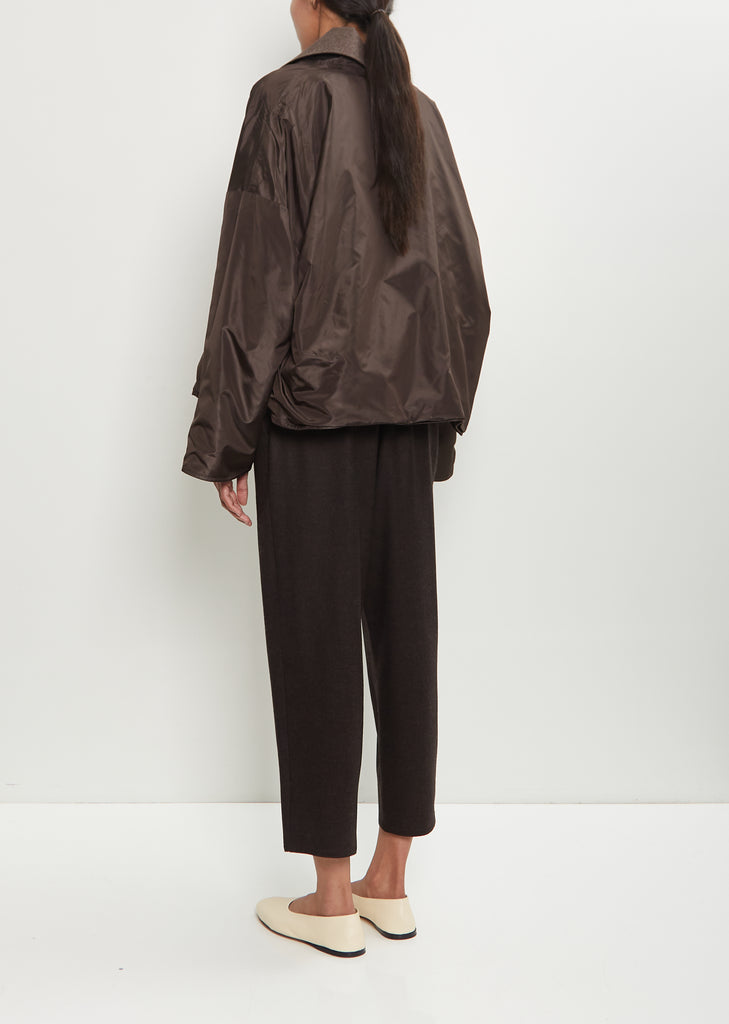 Wool Flanella Reversible Silk Jacket — Dark Taupe