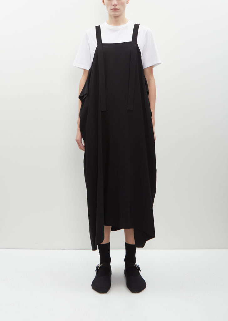 Viscose-Cupro Shoulder Strap Square Dress