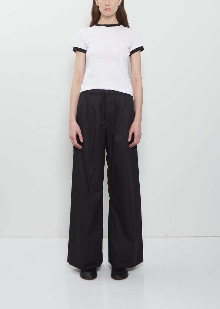 Traced Pleated Light Cotton Popeline Trousers