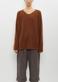 Handknit Oversized V-Neck — Rust