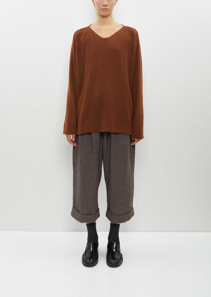 Handknit Oversized V-Neck — Rust