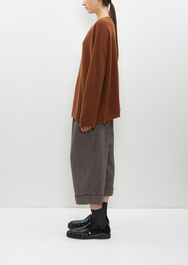 Handknit Oversized V-Neck — Rust