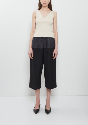 Cropped Drawstring Wool Pant