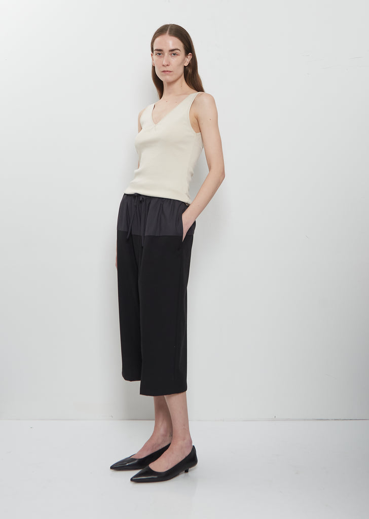 Cropped Drawstring Wool Pant