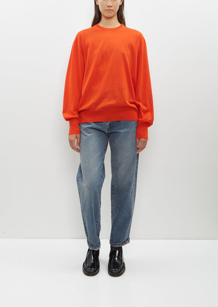 Wool Silk Knit Crewneck LS — Orange