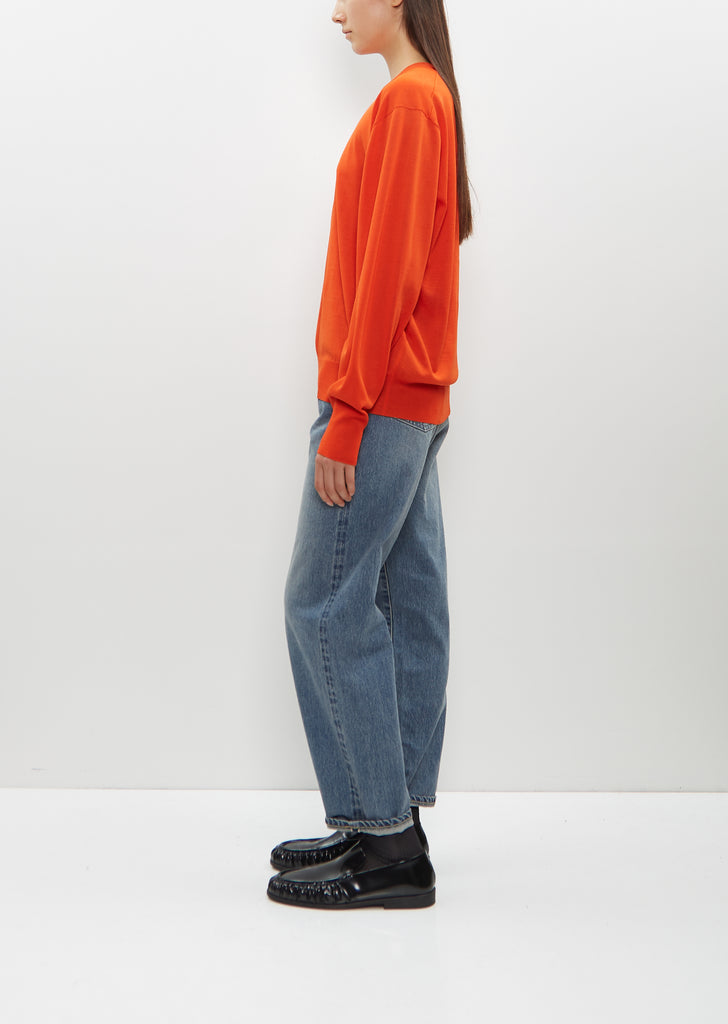 Wool Silk Knit Crewneck LS — Orange