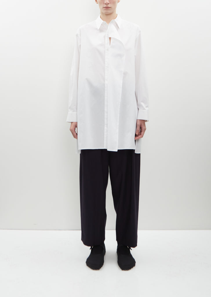 Long Draped Panel Shirt — White