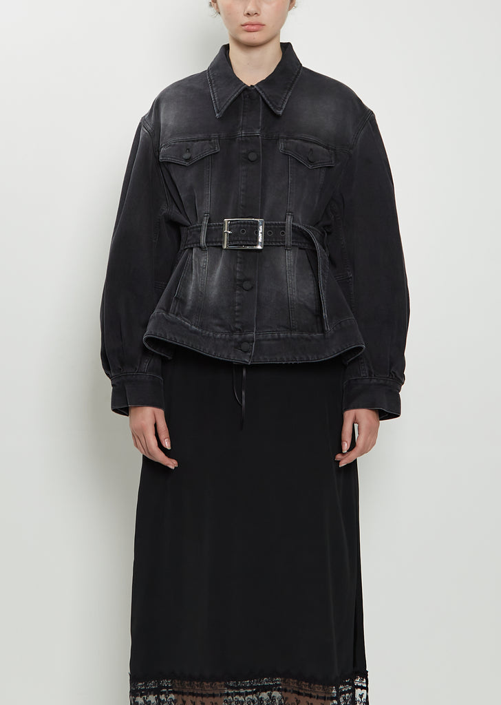 Belt Detail Sculpted Denim Jacket