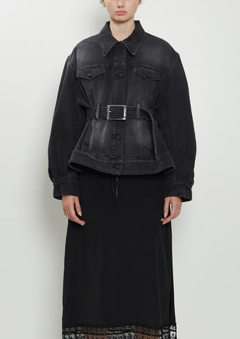 Belt Detail Sculpted Denim Jacket