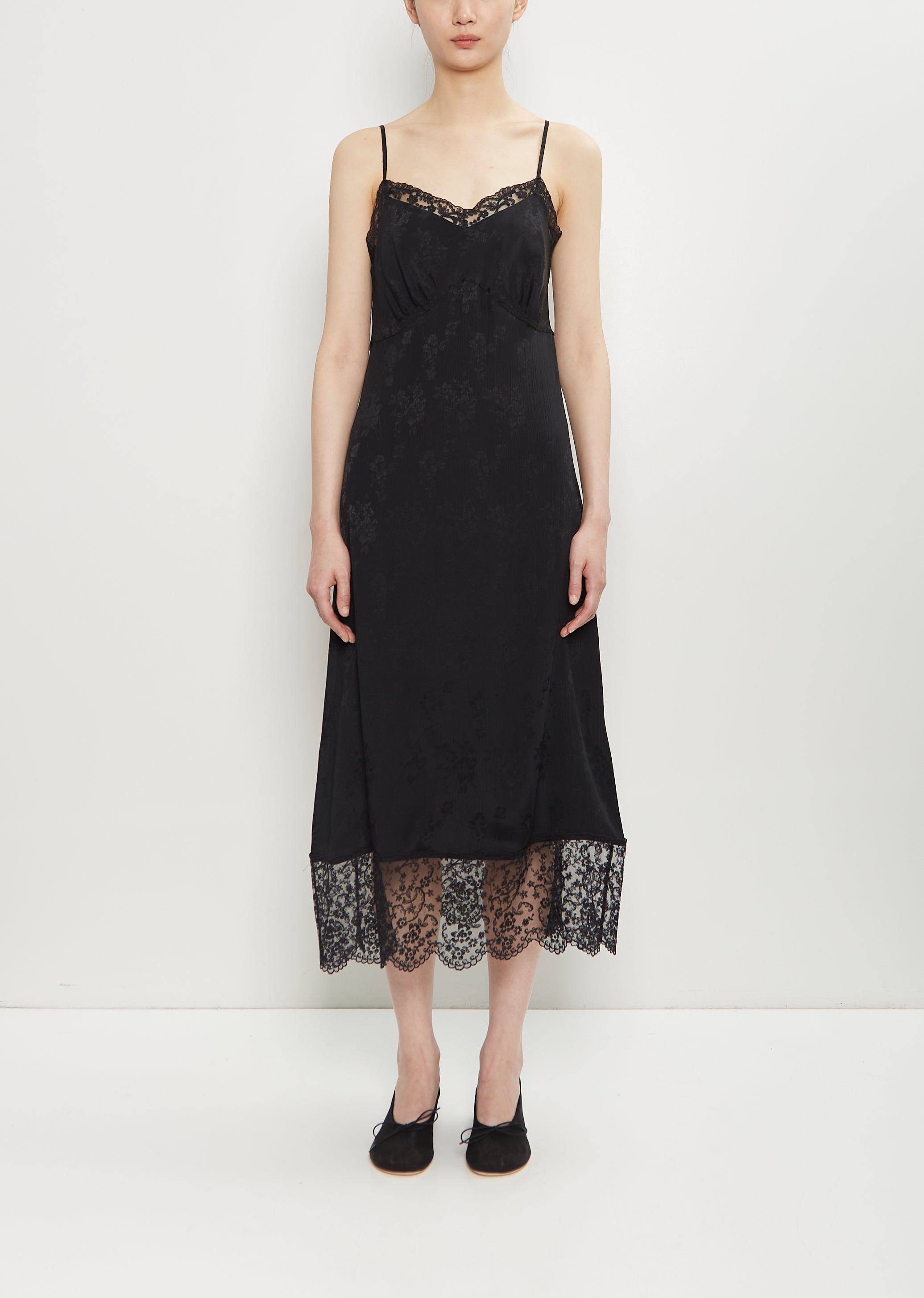 Brocade Lace Trim Slip Dress La Garonne Brocade Lace Trim Slip Dress La Garonne