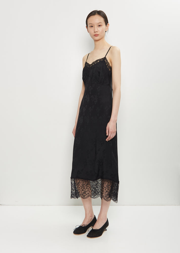 Brocade Lace Trim Slip Dress
