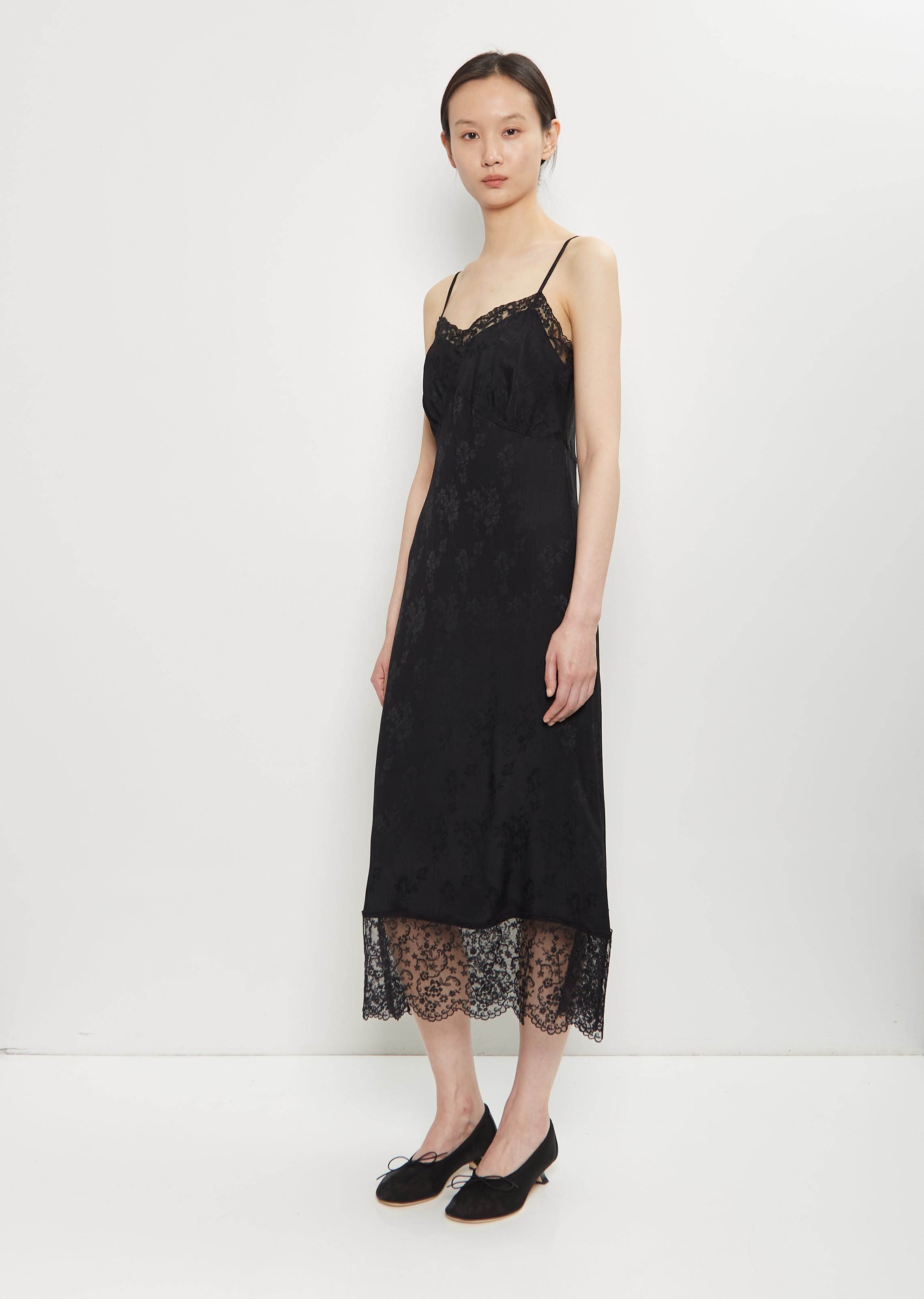 Brocade Lace Trim Slip Dress La Garonne Brocade Lace Trim Slip Dress La Garonne