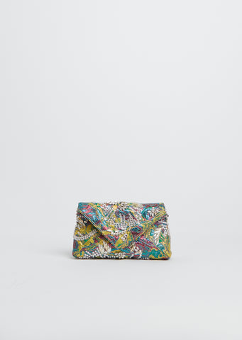 Embellished Jacquard Envelope Clutch