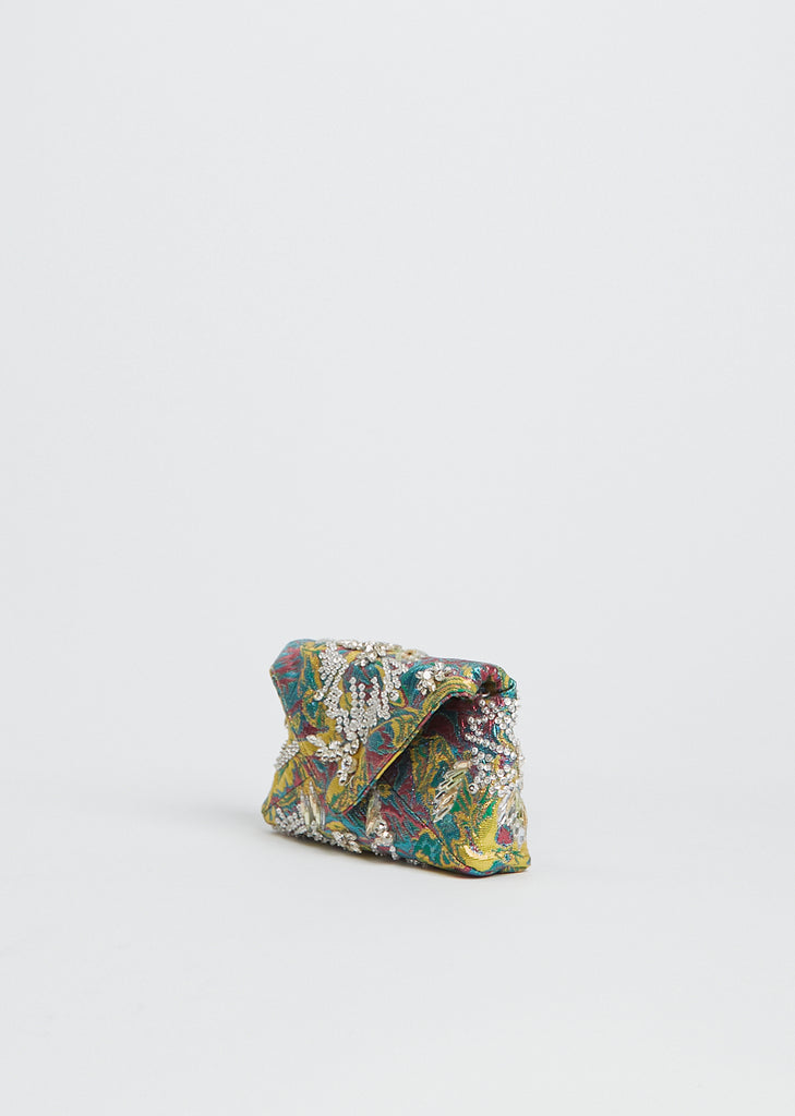 Embellished Jacquard Envelope Clutch