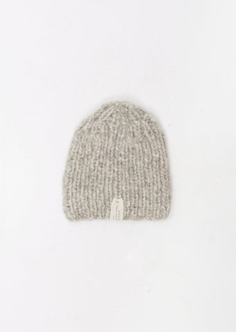 Handknit Echo Ribbed Hat — Light Grey