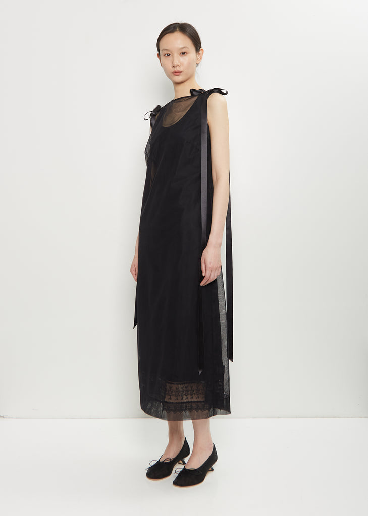 Sheer Tulle Satin Bows Dress