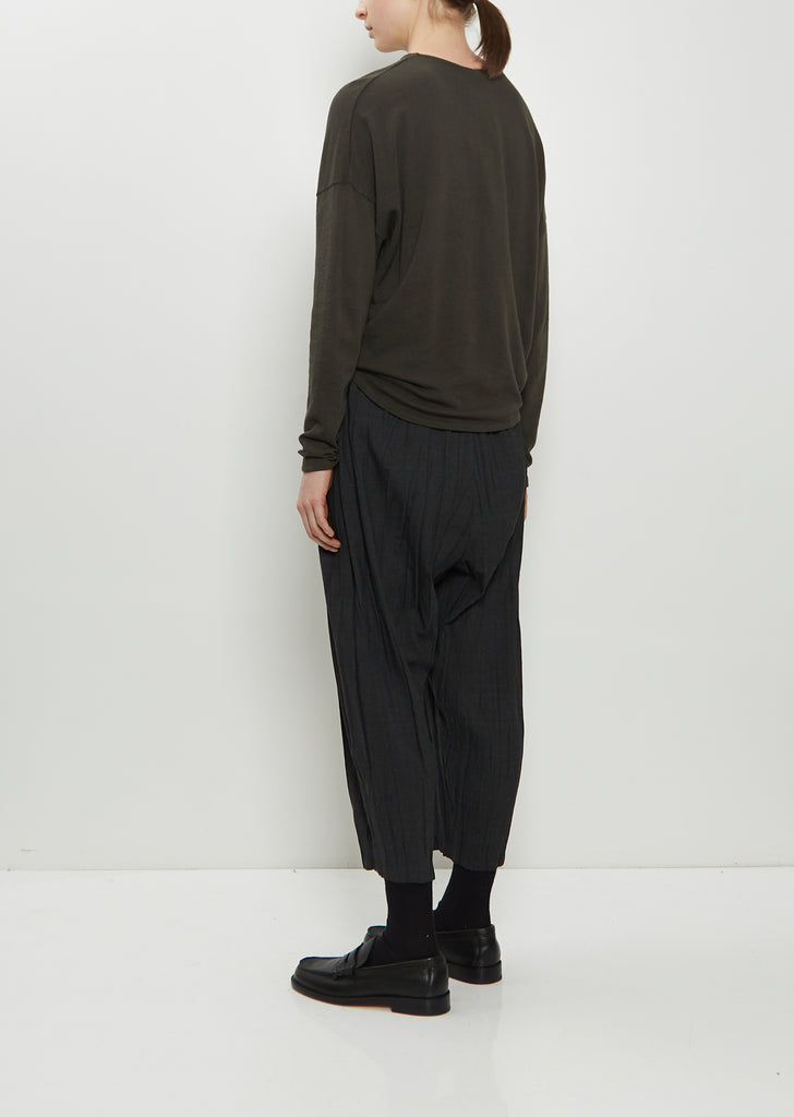 Matte Finish Cotton Wool Pullover — Khaki