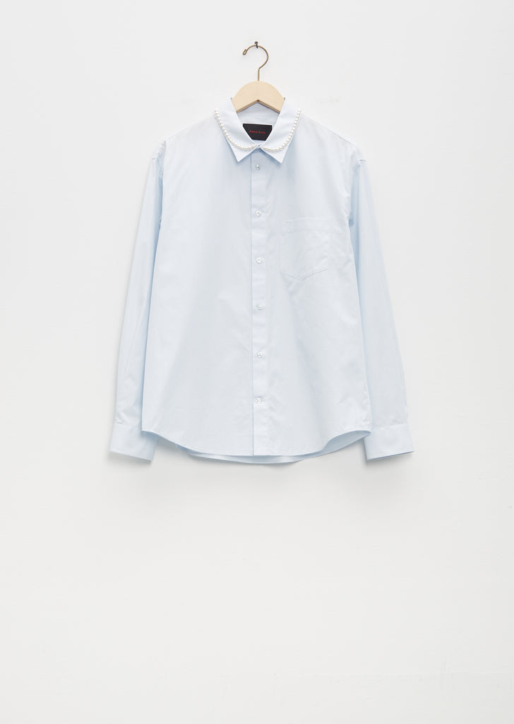 Classic Fit Shirt w/ Pearl Collar — Blue/Pearl